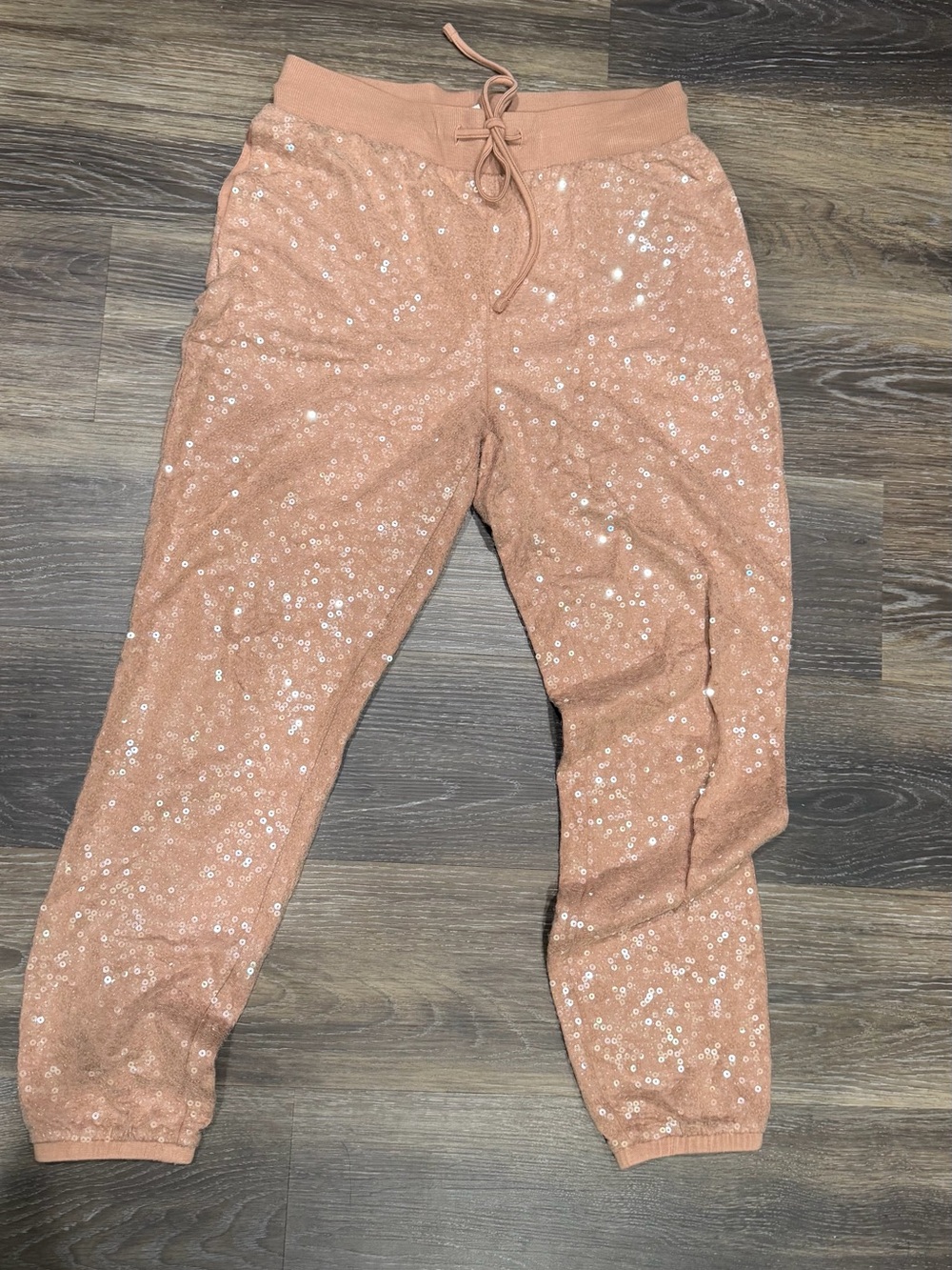 Express Sequin Joggers in Dusty Rose